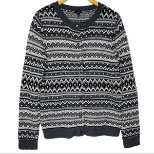 Talbots‎ Fair Isle Cardigan Sweater Lambswool Medium